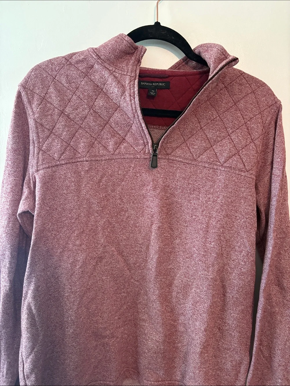 Banana Republic Men's Quarter-Zip Sweater - Dusty Mauve